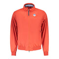 Red North Sails men's polyester jacket with a high collar, front zipper, and adjustable cuffs, designed for outdoor wear.