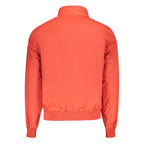 North Sails red polyester men's jacket with a high collar and front zipper, designed for casual and outdoor wear.