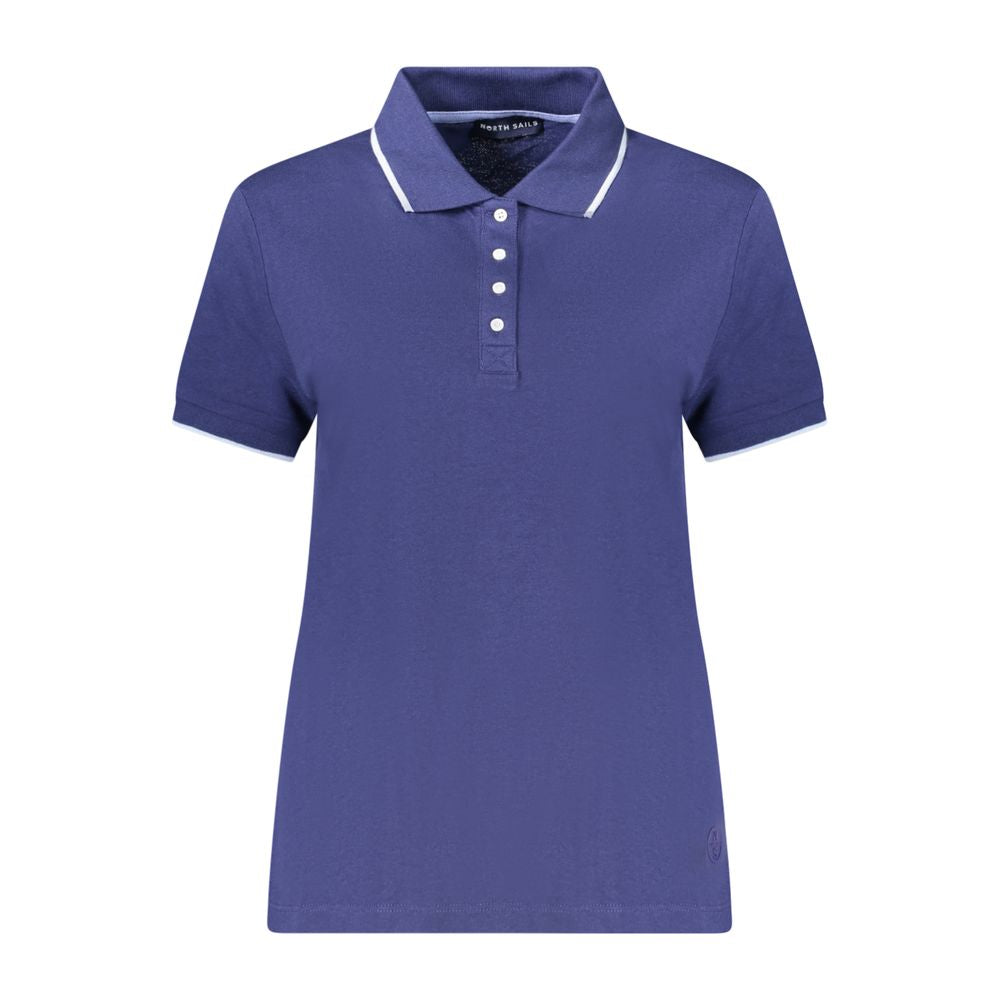 North Sails blue modal women's polo shirt displayed flat, showing its classic collar and short sleeves.