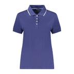 North Sails blue modal women's polo shirt displayed flat, showing its classic collar and short sleeves.