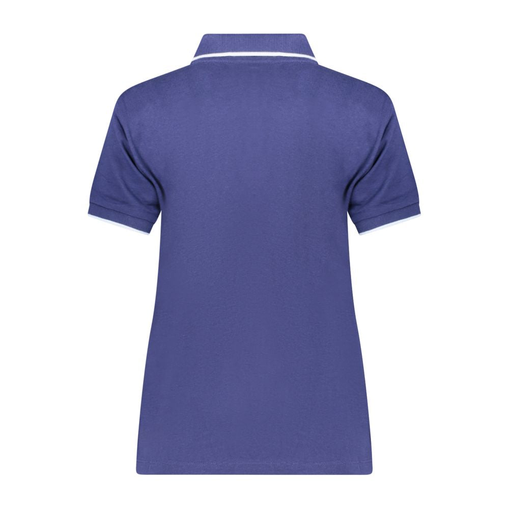 North Sails blue modal women's polo shirt displayed on a mannequin, showcasing a classic collar and short sleeves.