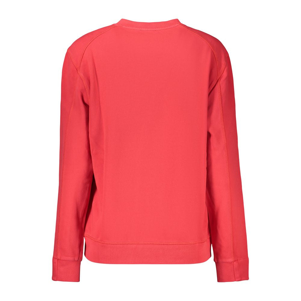 North Sails Rosso Cotton Women's Sweatshirt in red, featuring a casual fit and crew neckline, displayed on a hanger.