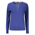Blue viscose women's shirt by North Sails, featuring a relaxed fit and classic collar, displayed on a hanger.