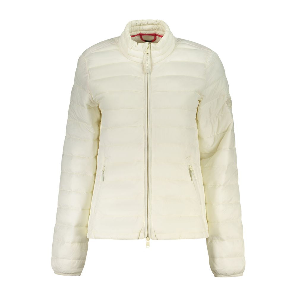 North Sails white polyester women's jacket displayed with front view, showing lightweight design and casual style.