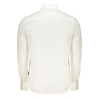 North Sails Bianco cotton men's shirt displayed flat, showing a classic white button-up design with a collar and long sleeves.