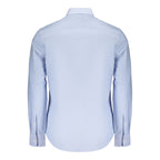 North Sails Azzurro Cotton Men's Shirt displayed on a hanger, featuring a classic collar and button-down front in light blue fabric.