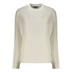 White North Sails cotton women's sweatshirt with a relaxed fit and crew neckline, displayed on a hanger.