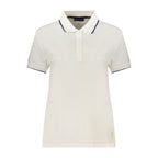 White North Sails women's cotton polo shirt with a classic collar and short sleeves, displayed flat on a white background.