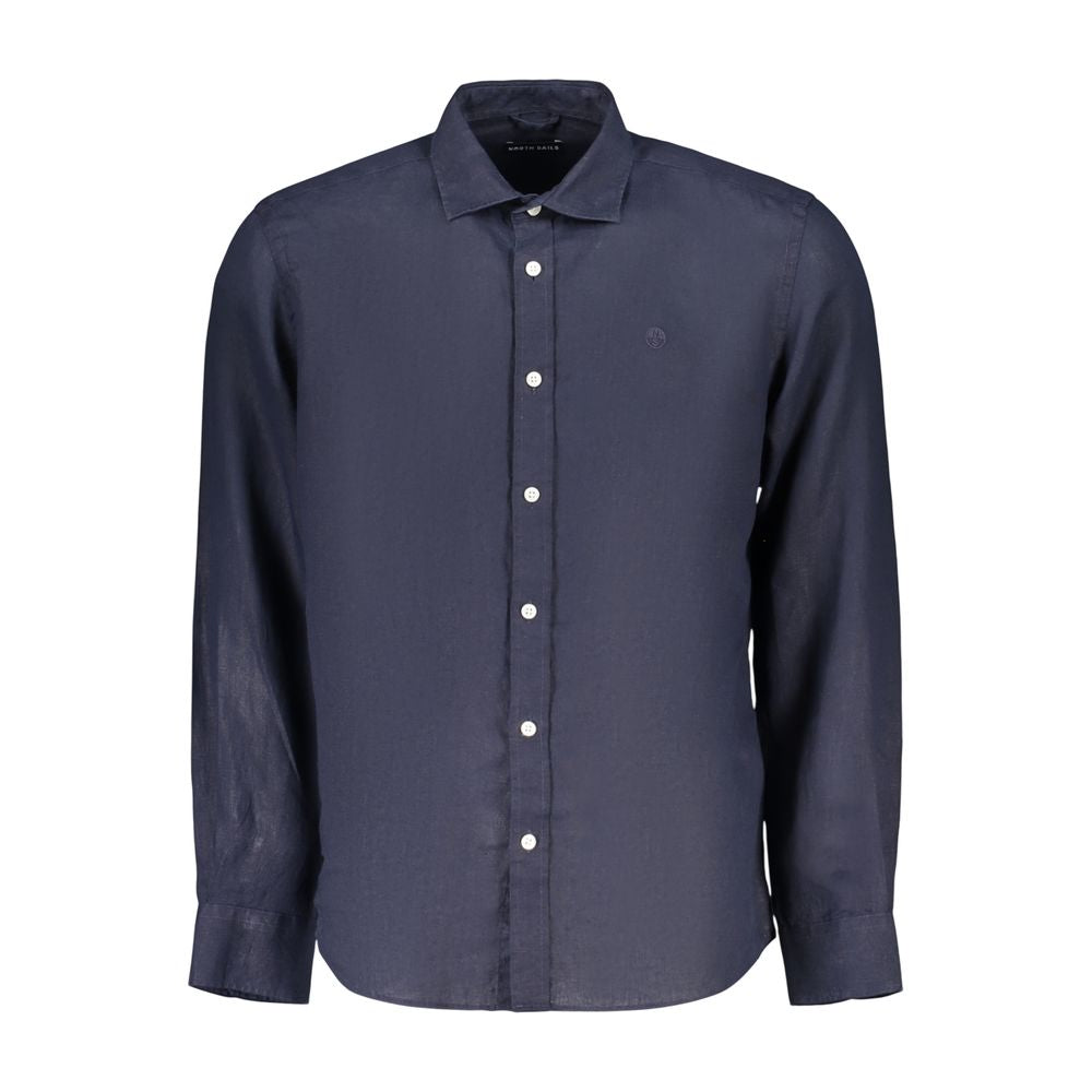 North Sails Blue Linen Men's Shirt North Sails