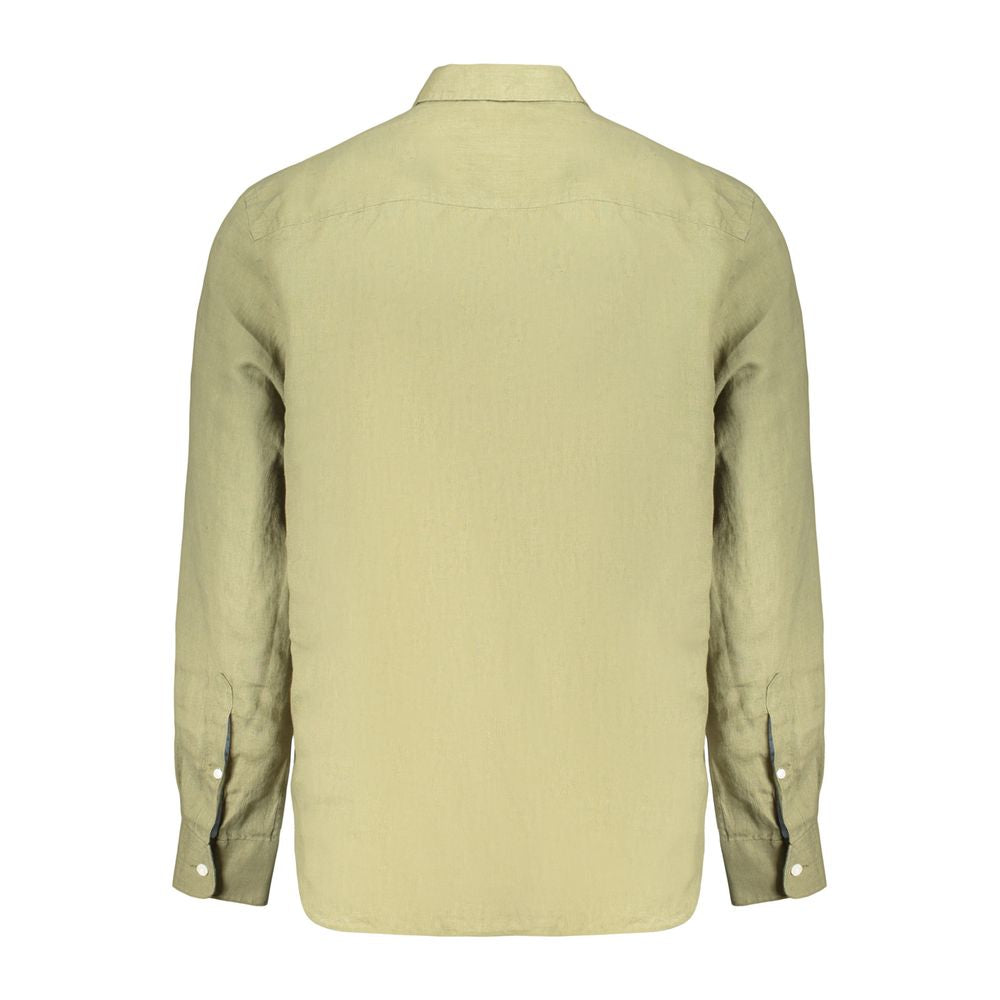 Men's green linen shirt by North Sails, featuring a classic collar and button-up front, displayed on a neutral background.