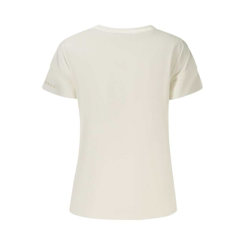 North Sails Bianco Cotton Women's T-Shirt featuring a comfortable fit and classic style, shown on a model in a casual setting.