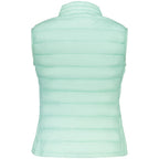 North Sails green polyester women's vest displayed on a hanger, featuring a collar and sleeveless design.