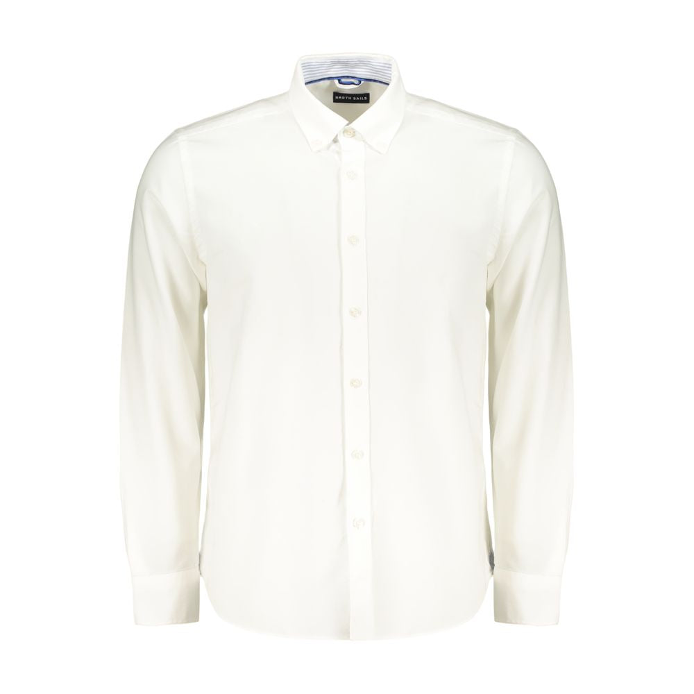 White cotton men's shirt by North Sails, featuring a classic fit with a button-down collar and subtle branding details.