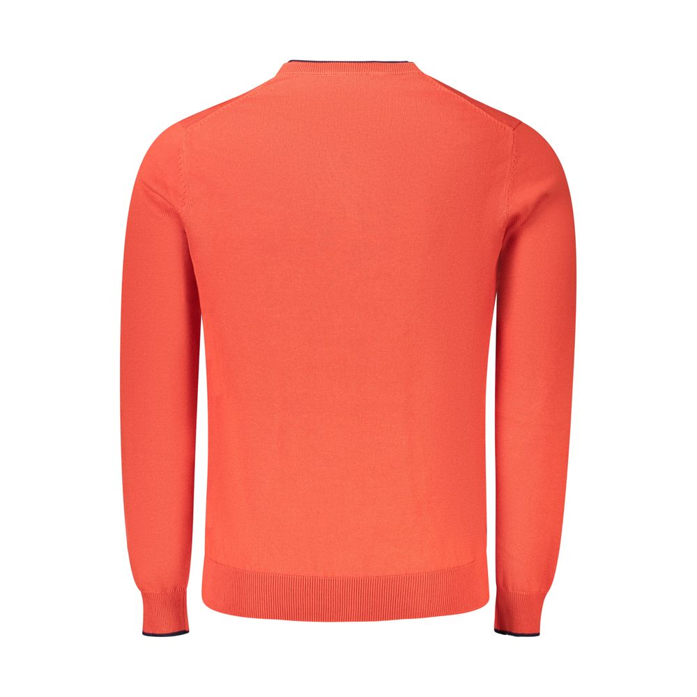 Red cotton men's sweater by North Sails, featuring a classic knit design and crew neckline, shown on a neutral background.