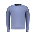North Sails blue cotton men's sweater displayed on a hanger, showcasing the casual knitwear with a classic crew neckline.