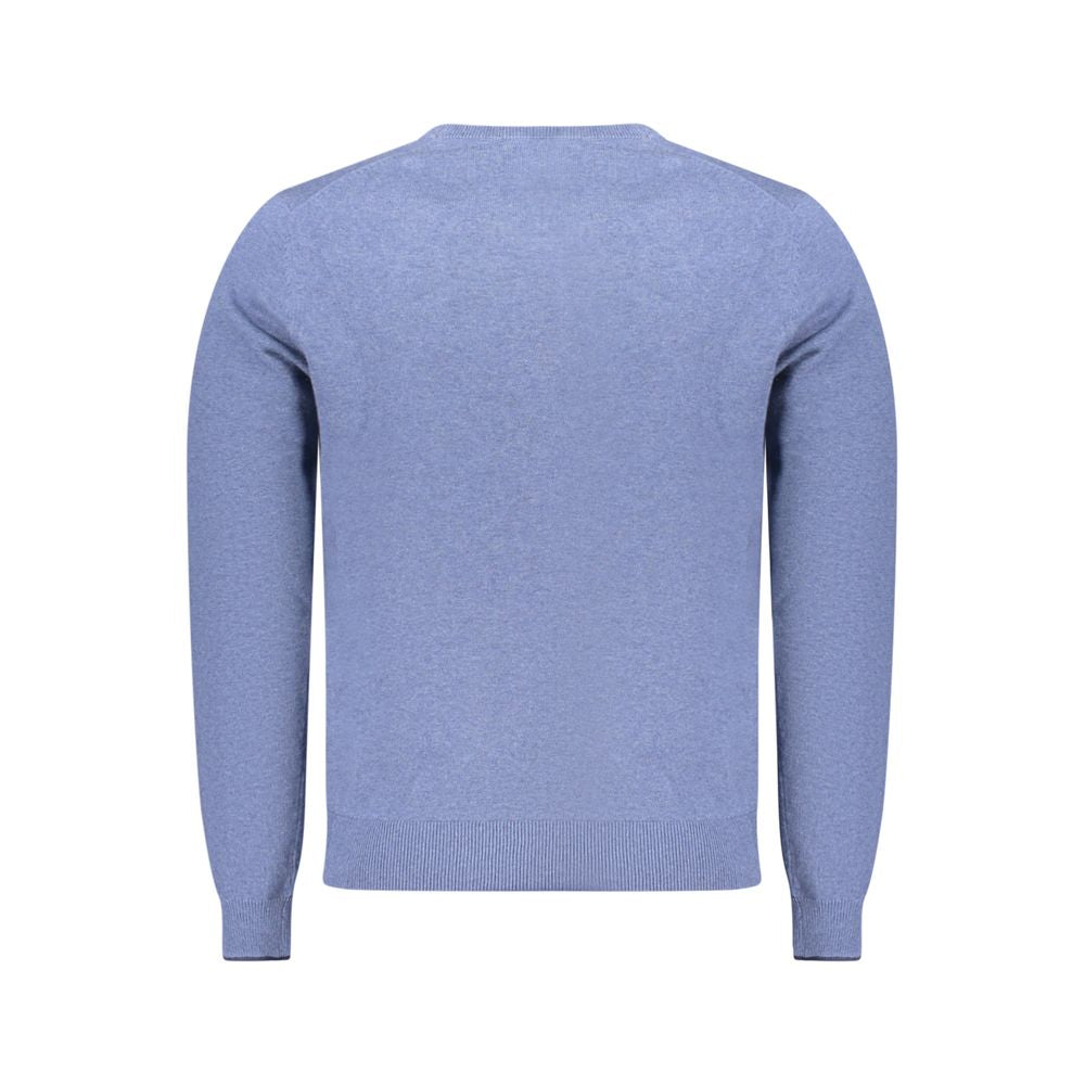 North Sails blue cotton men's sweater displayed on a hanger with visible knit texture and classic crew neckline.