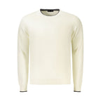 White cotton men's jumper by North Sails featuring a classic crewneck and ribbed cuffs and hem.