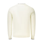 White cotton men's jumper by North Sails, featuring a classic knit design and crew neckline, displayed on a plain background.