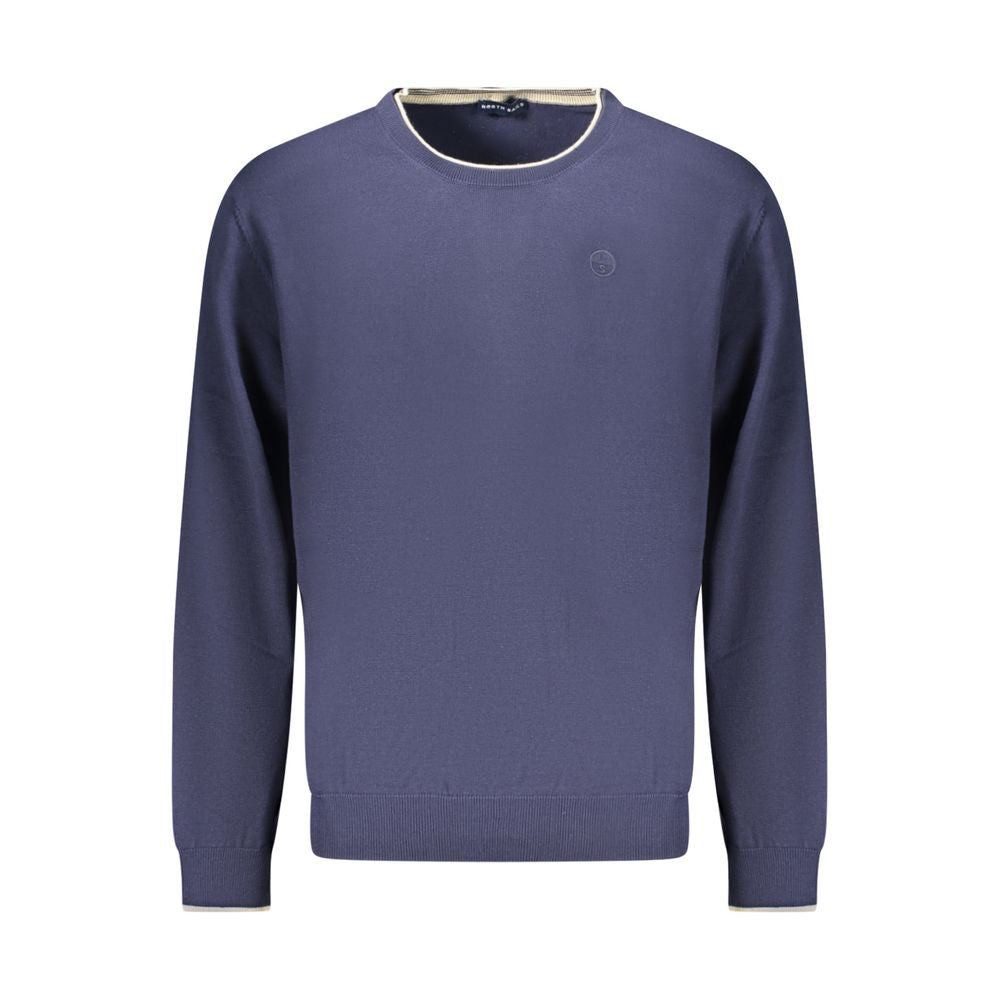 North Sails Blu Cotton Uomo shirt displayed flat, showcasing its classic men's casual shirt design in blue cotton fabric.
