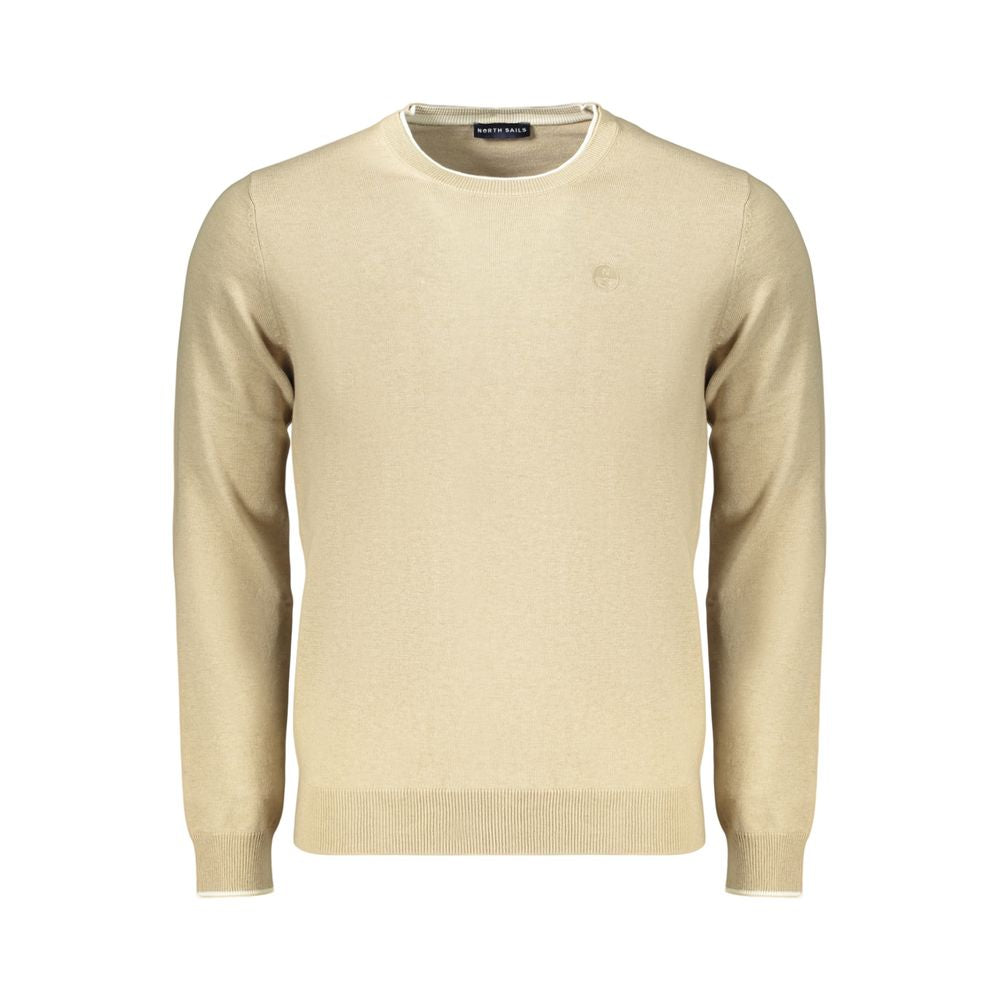 Beige cotton men's pullover by North Sails, featuring a classic fit and soft knit fabric.