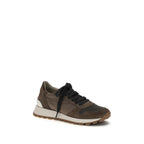 Brunello Cucinelli Brown Calf Leather Bos Taurus Athletic Sneakers Brunello Cucinelli