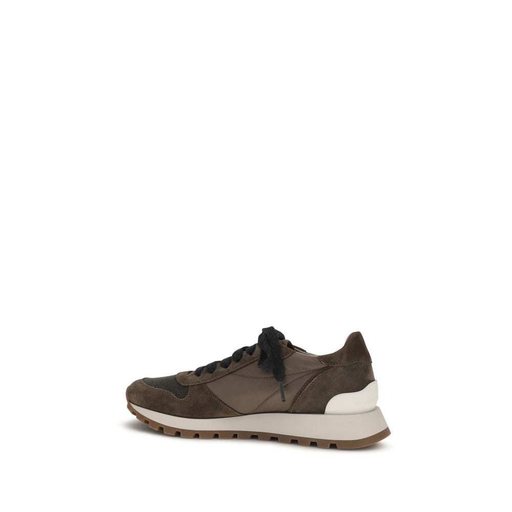 Brunello Cucinelli Brown Calf Leather Bos Taurus Athletic Sneakers Brunello Cucinelli