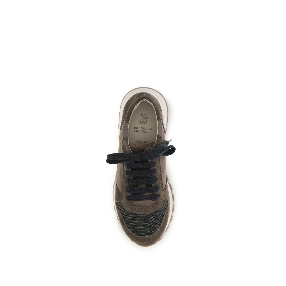 Brunello Cucinelli Brown Calf Leather Bos Taurus Athletic Sneakers Brunello Cucinelli
