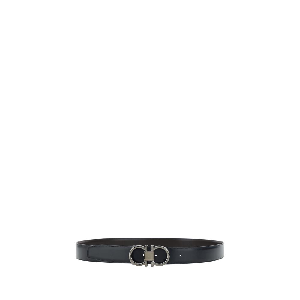 Ferragamo Black Calf Leather Bos Taurus Regular Belt Ferragamo
