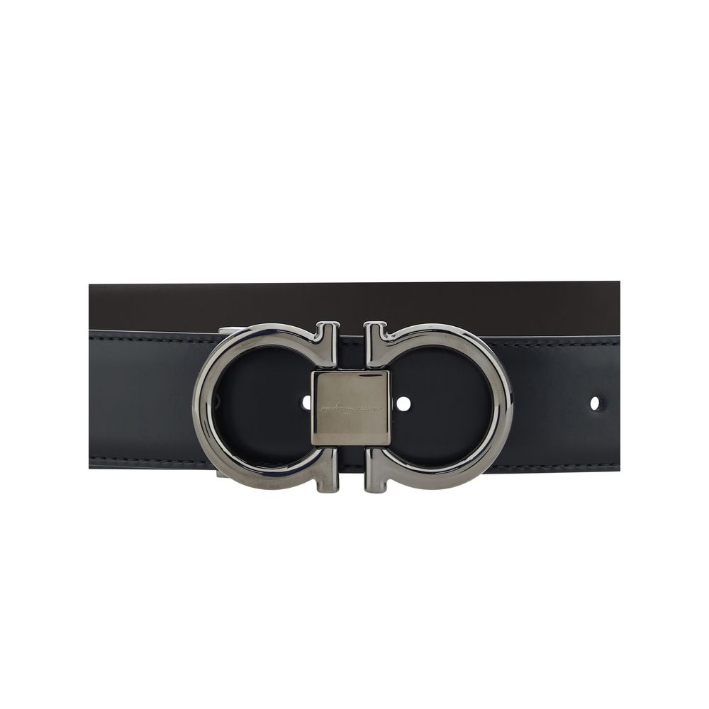 Ferragamo Black Calf Leather Bos Taurus Regular Belt Ferragamo