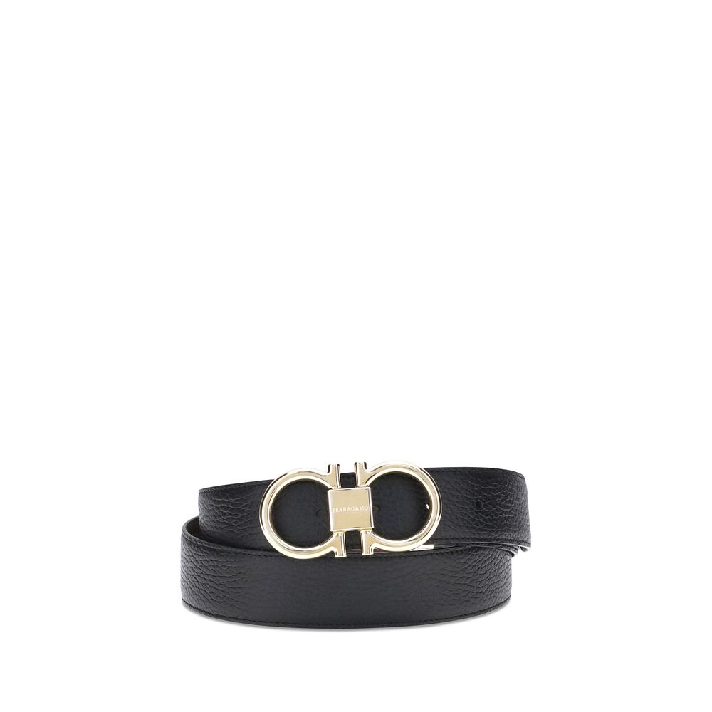 Ferragamo Black Calf Leather Bos Taurus Belt Ferragamo