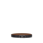 Ferragamo Black Calf Leather Bos Taurus Regular Belt Ferragamo