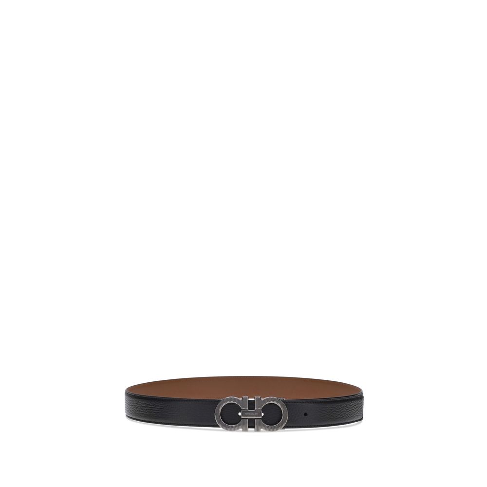 Ferragamo Black Calf Leather Bos Taurus Regular Belt Ferragamo