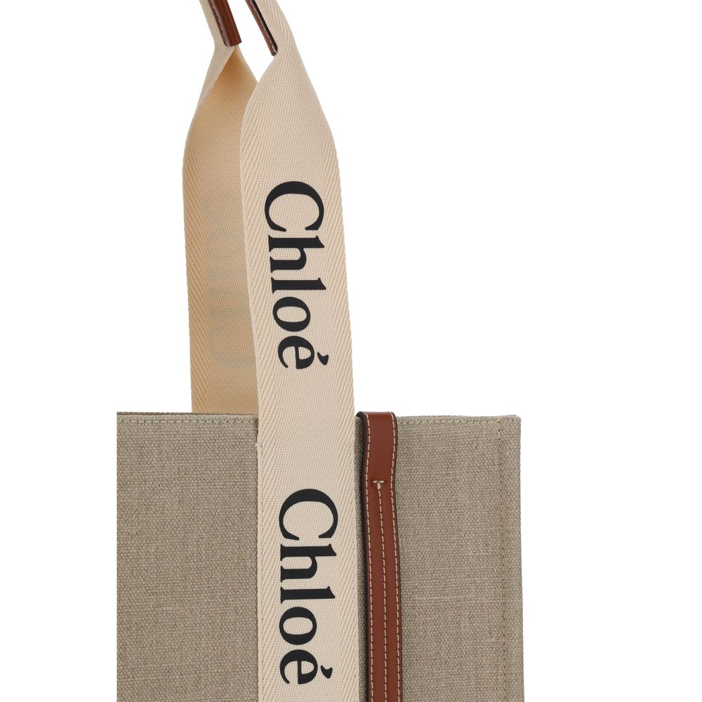 Chloé Beige Linen Handbag - Eljoys Fashion 