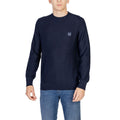 Hugo Boss blue cotton sweatshirt with crew neck and long sleeves, casual men's apparel, front view.