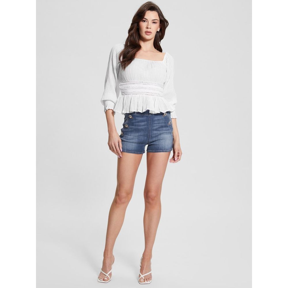 Guess White Ramie Tank Tops Guess