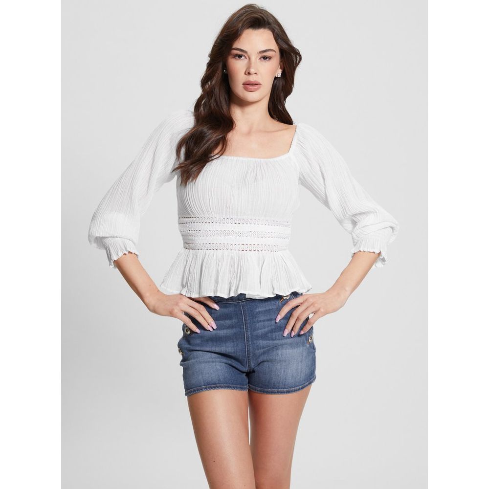 Guess White Ramie Tank Tops Guess