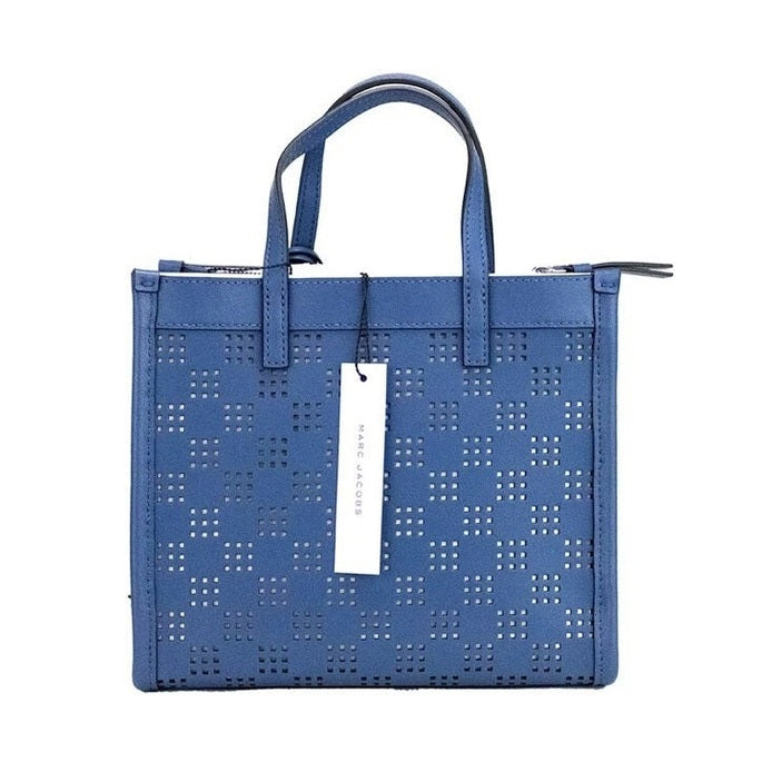 Marc Jacobs Mini Grind Blue Sea Perforated Leather Crossbody Tote Bag Purse