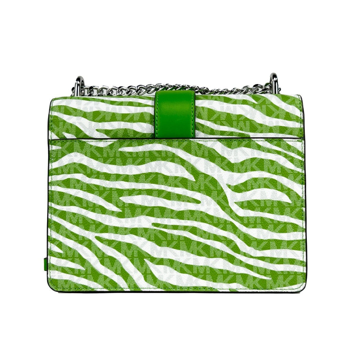 Michael Kors Greenwich Small Print Logo Crossbody Tote Chain Bag Jungle Green $498