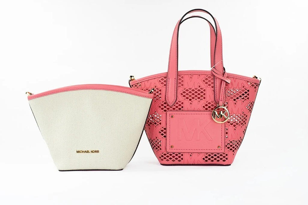 Michael Kors Kimber Small Tea Rose Leather 2-In-1 Zip Tote Messenger Bag Purse Michael Kors