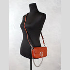 Marc Jacobs The Mini Shoulder Bag Spice Brown Embossed Leather Crossbody Bag