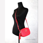 Kate Spade New York Women'S Kourtney Pebbled Leather Zip Around Camera Crossbody Bag Stoplight Kate Spade