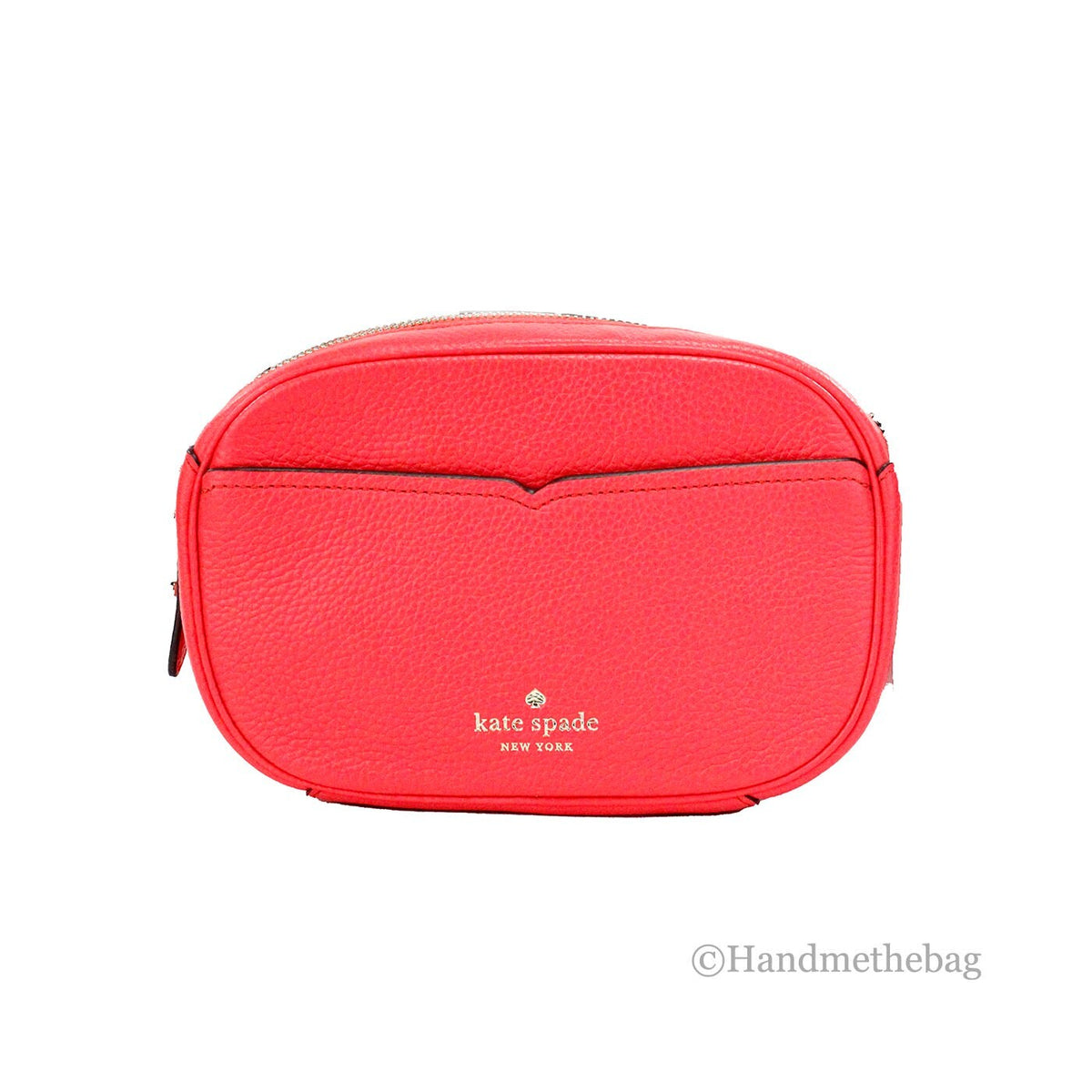 Kate Spade New York Women'S Kourtney Pebbled Leather Zip Around Camera Crossbody Bag Stoplight Kate Spade