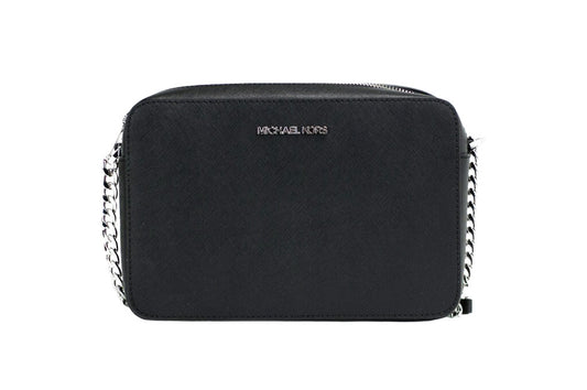 Michael Kors Jet Set Large East West Black Saffiano Leather Crossbody Handbag Michael Kors
