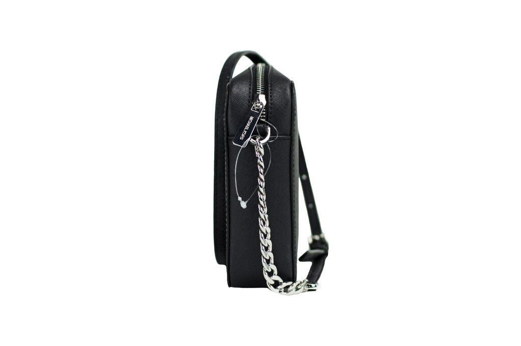 Michael Kors East West Crossbody Bag in black with gold accents, featuring a sleek design and adjustable strap.