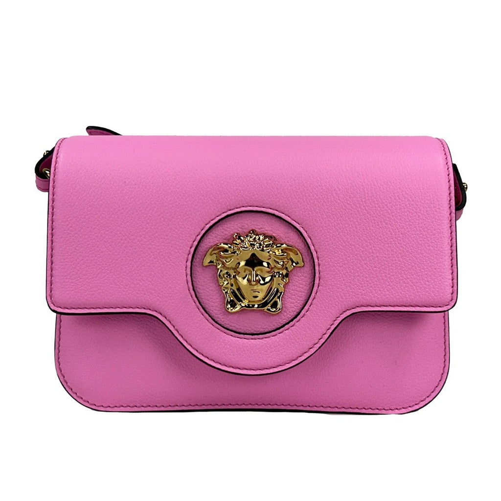 Versace La Medusa Pink Leather Shoulder Crossbody Bag Purse