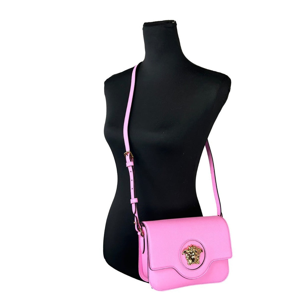 Versace La Medusa Pink Leather Shoulder Crossbody Bag Purse