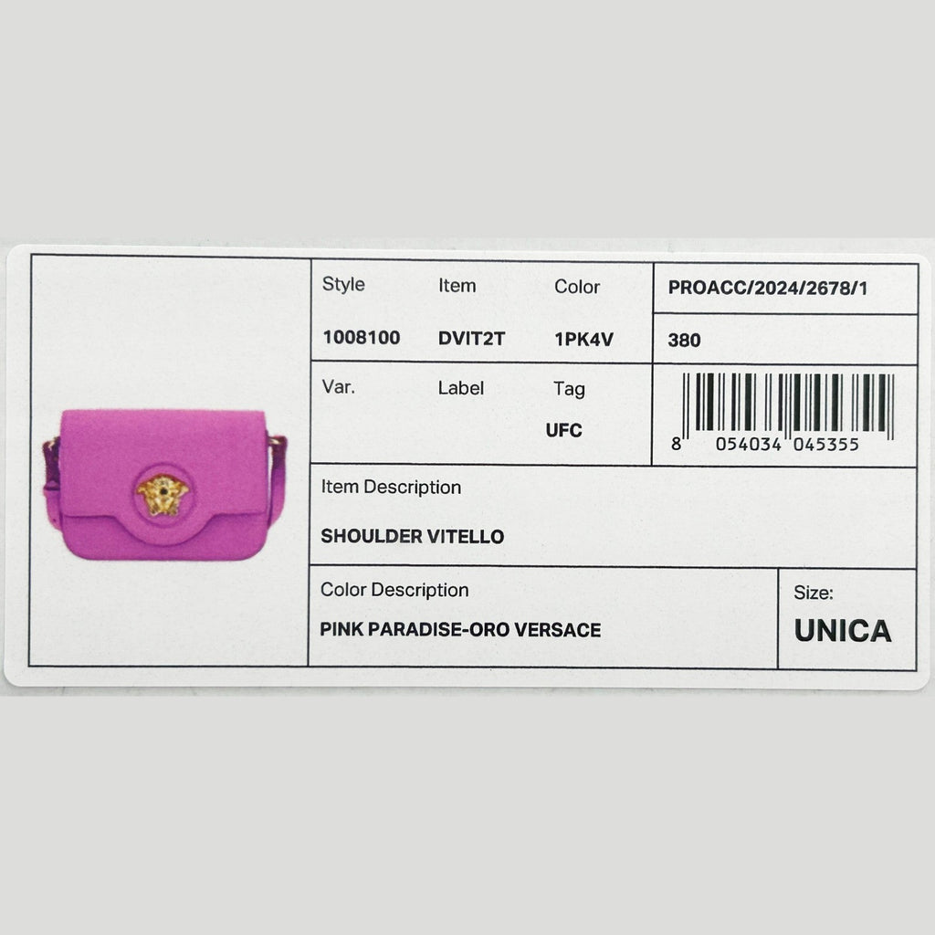 Versace La Medusa Pink Leather Shoulder Crossbody Bag Purse