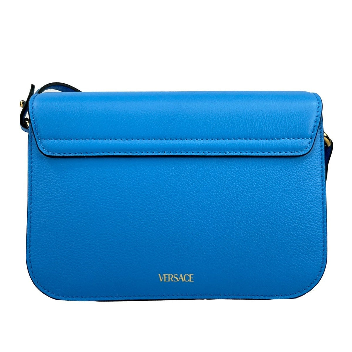 Versace La Medusa Blue Leather Shoulder Crossbody Bag Purse Versace