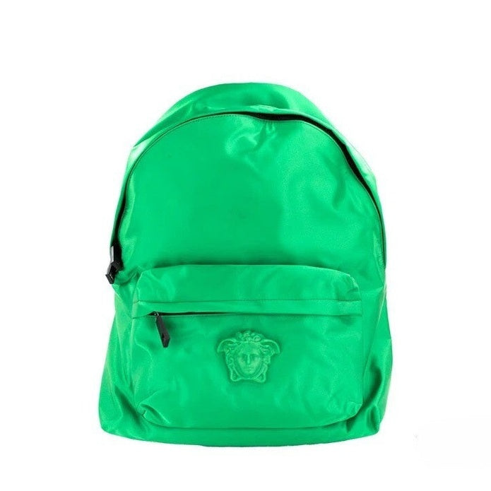 Versace Large Bright Green Nylon Fabric Medusa Shoulder Backpack Bookbag