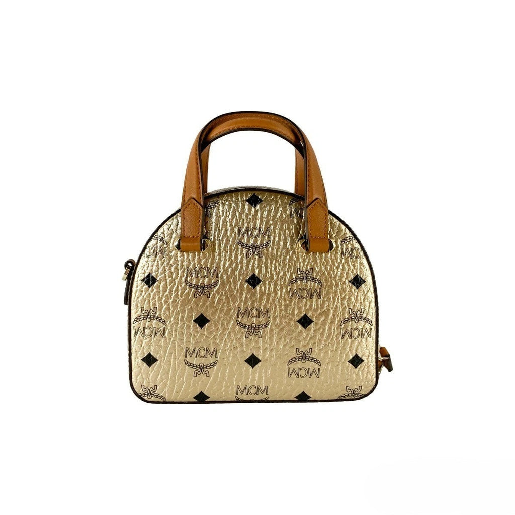 MCM Half Moon Mini Round Top Tote Crossbody Bag